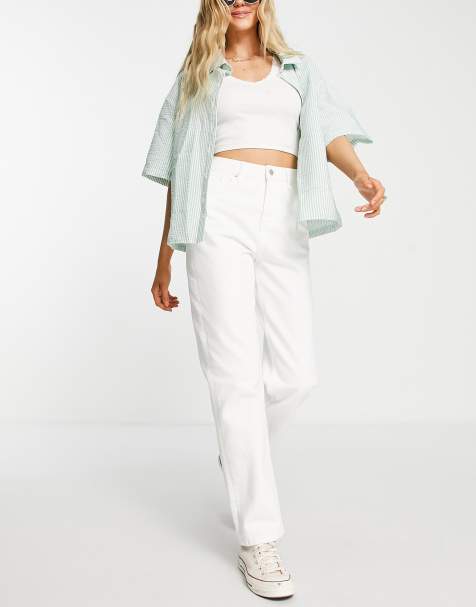 Miss Selfridge – Białe luźne jeansy typu dad z podwyższonym stanem - view 1