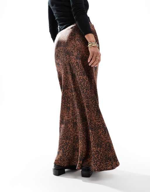 Miss Selfridge bias cut maxi skirt in animal print, 4 of 5