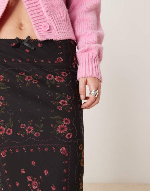 Miss Selfridge bias maxi skirt in floral print ASOS