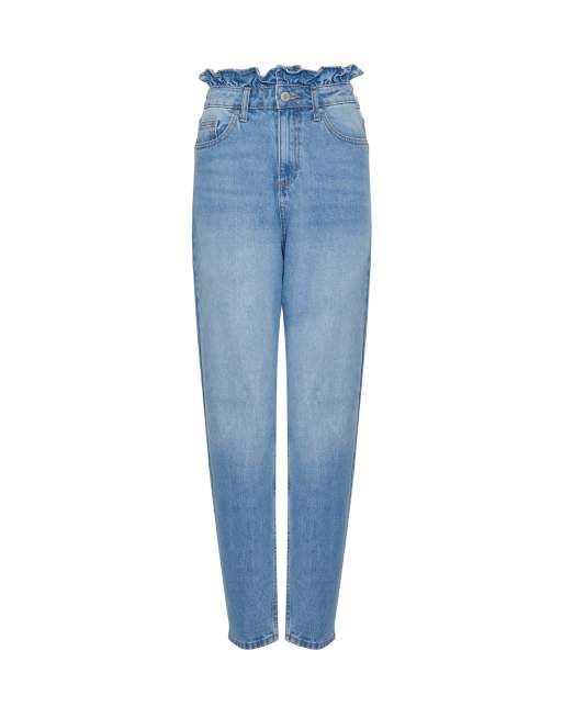 Miss Selfridge - Blå mom-jeans med flæsedetalje, 4 af 4