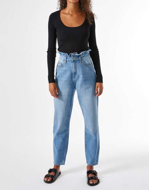 Miss Selfridge – Blå mom jeans med volang, 3 av 4