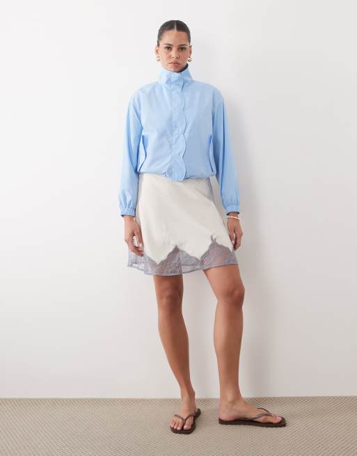 Miss Selfridge - Blå vindjakke med bølgekantsdetalje, 2 af 4