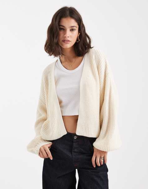 Miss Selfridge chunky knit open cardigan in buttermilk