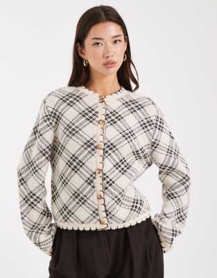Miss Selfridge Blanket Stitch Cardigan In Multi