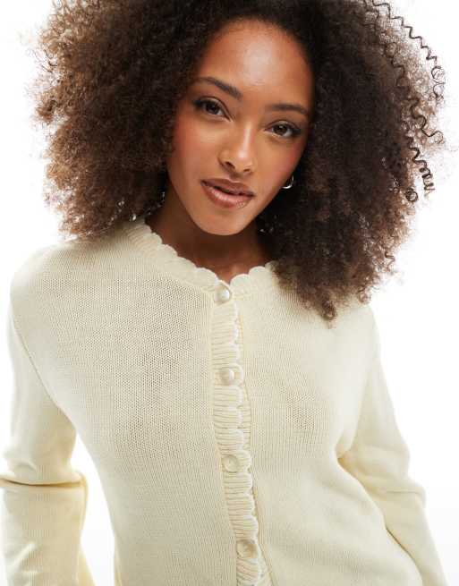 Miss Selfridge blanket stitch cardigan in yellow