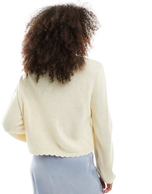 Miss Selfridge blanket stitch cardigan in yellow
