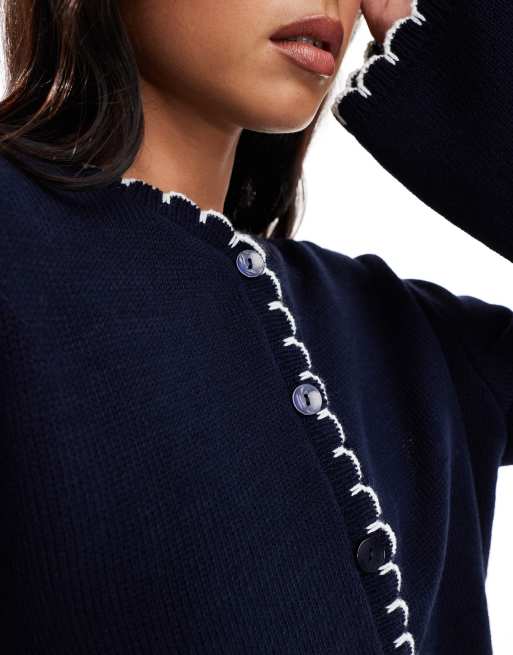 Miss Selfridge blanket stitch cardigan in navy
