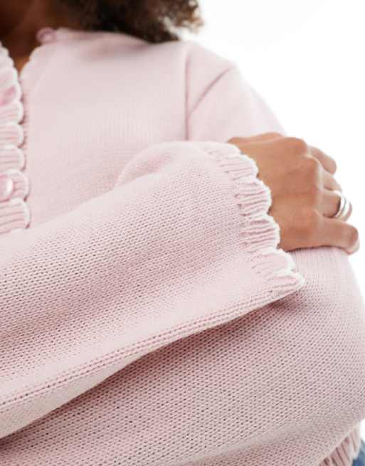 Miss Selfridge blanket stitch cardigan in pink