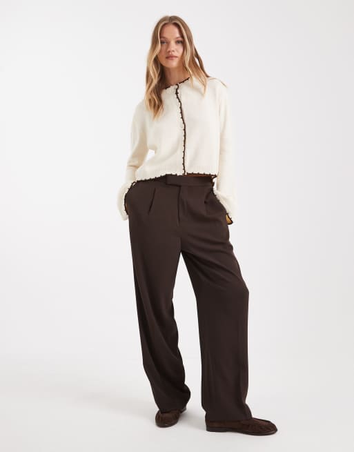 Miss Selfridge blanket stitch cardigan with wide cuff sleeve in buttermilk
