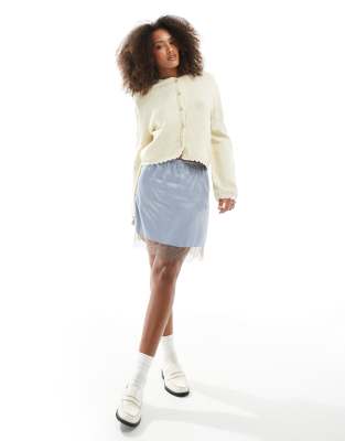 Miss Selfridge Blanket Stitch Cardigan-yellow In Yellow