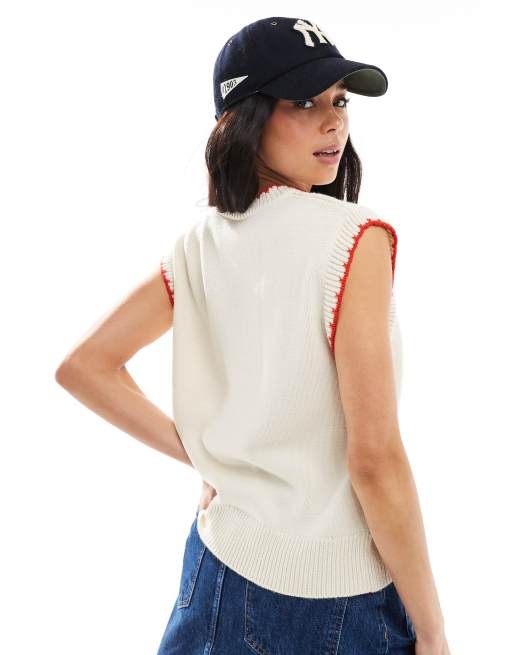 Miss Selfridge blanket stitch heart sardine graphic sweater vest, 4 of 4