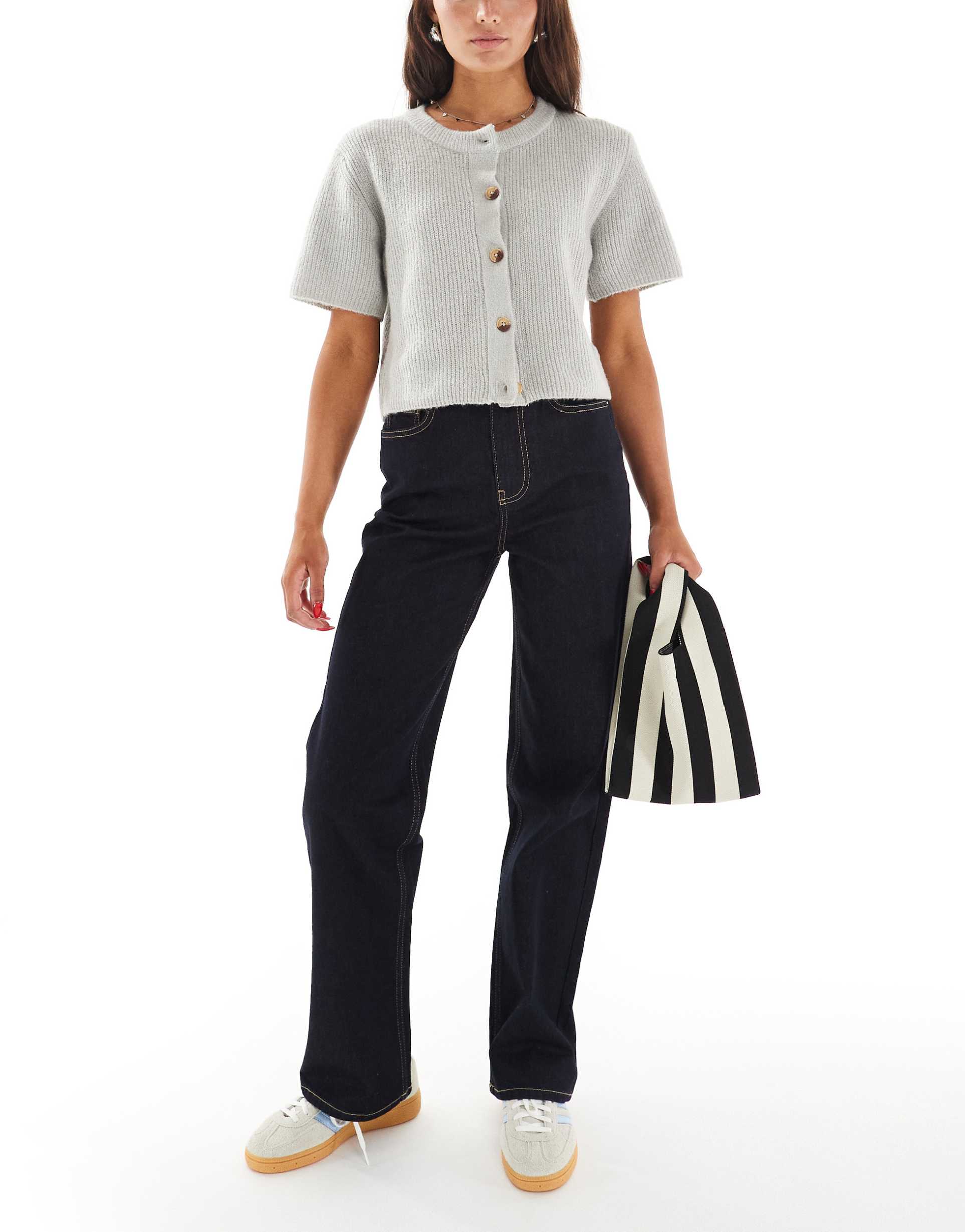 miss selfridge blanket stitch pocket straight leg jean in indigo