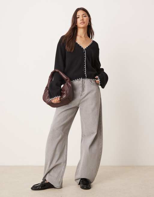 Miss Selfridge - Cardigan con scollo a V e impunture
