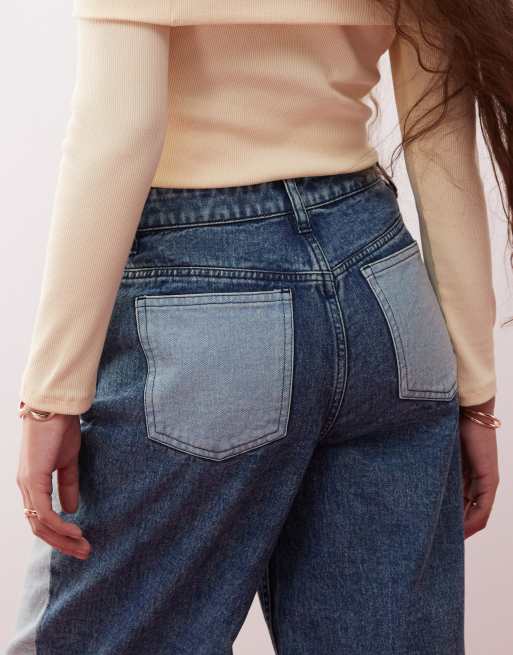 Miss Selfridge – Blåtvättade, baggy jeans med lappad design, 4 av 5