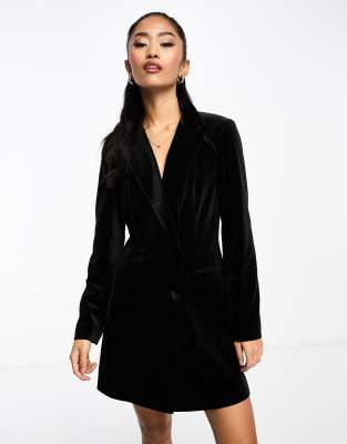 Miss Selfridge - Blazer-Abendkleid aus Samt in Schwarz