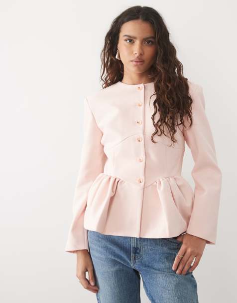 Miss Selfridge blazer corset à basque rose - view 1