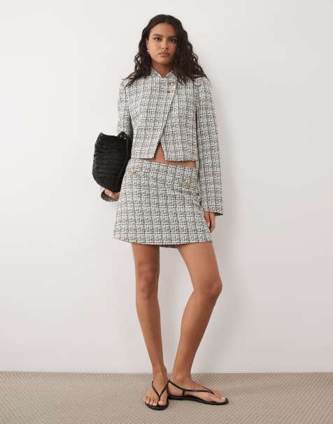 Miss Selfridge - Blazer corto alla coreana e gonna in bouclé - view 1