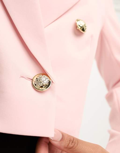 Miss Selfridge - Blazer corto stile militare color rosa pallido , 3 di 4