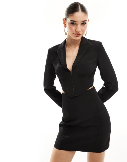Miss Selfridge Blazer court d ensemble style corset Noir
