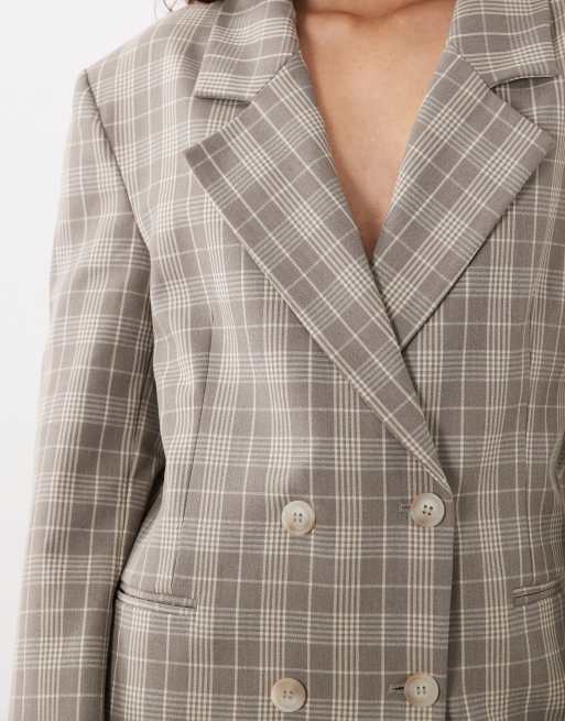 Miss Selfridge blazer doppiopetto con spalle strutturate a quadri tbc, 4 di 4