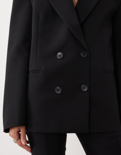 Miss Selfridge blazer doppiopetto con spalle strutturate nero, 3 di 4