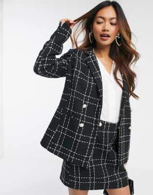 Miss Selfridge blazer in black boucle check