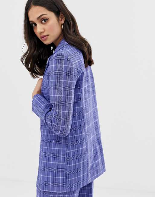 Miss Selfridge blazer in blue check ASOS