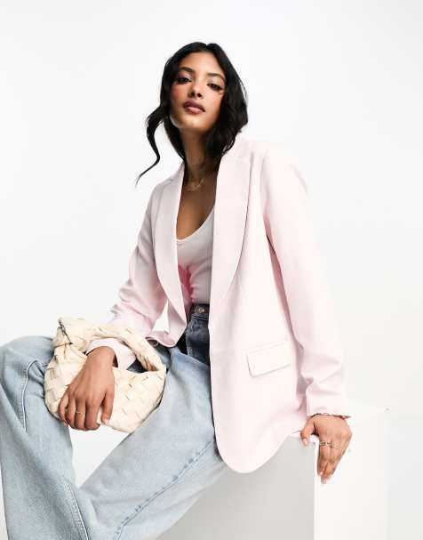 Notch Collar Blazer - Women's Pink Blazer