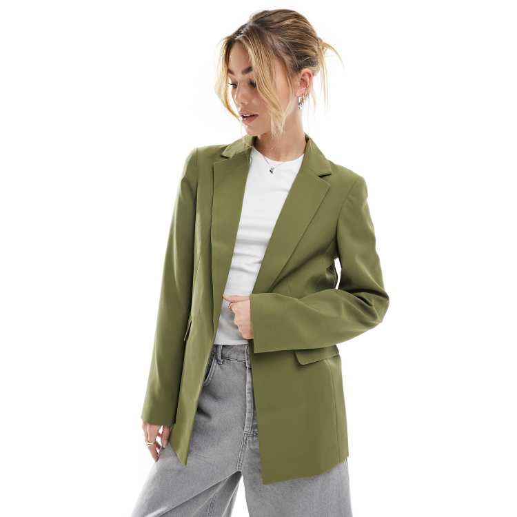 Khaki green 2024 blazer womens