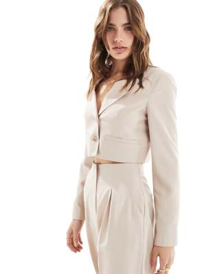 Miss Selfridge - Blazer in meliertem Taupe mit lockerem, kurzem Schnitt, Kombiteil-Neutral