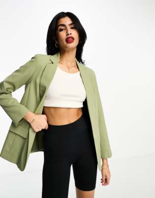 Miss Selfridge blazer in khaki - ASOS Price Checker