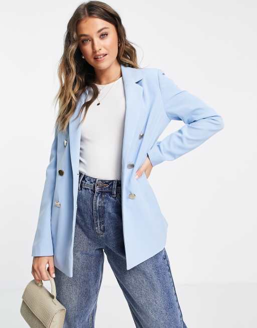 Miss Selfridge - Blazer met militaire knopen in lichtblauw