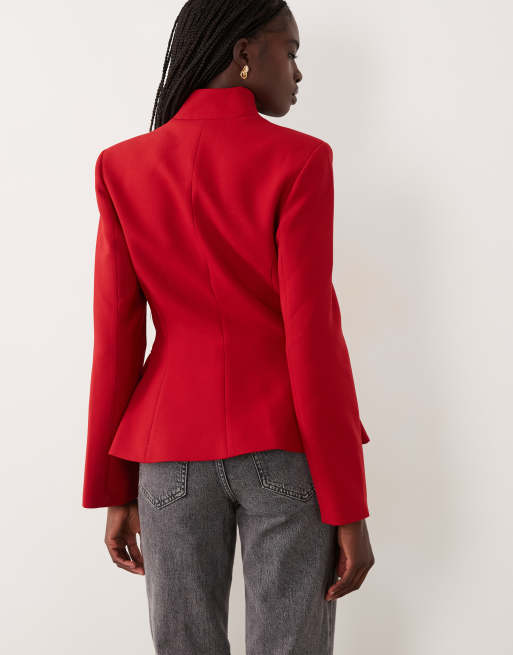 Miss Selfridge blazer met structuur in kersenrood, 4 van 4