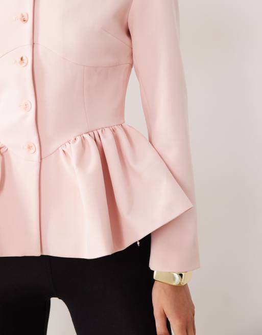 Miss Selfridge Blazer mit Korsett und Schößchen in Pink, 3 von 4