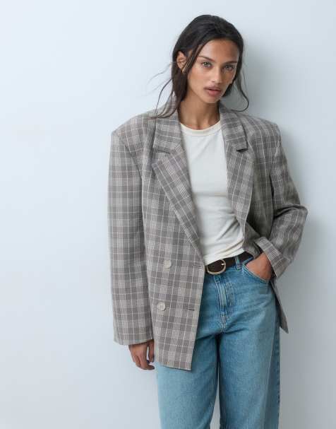 Miss Selfridge Blazer mit starken Schultern, zweireihig, kariert - view 1