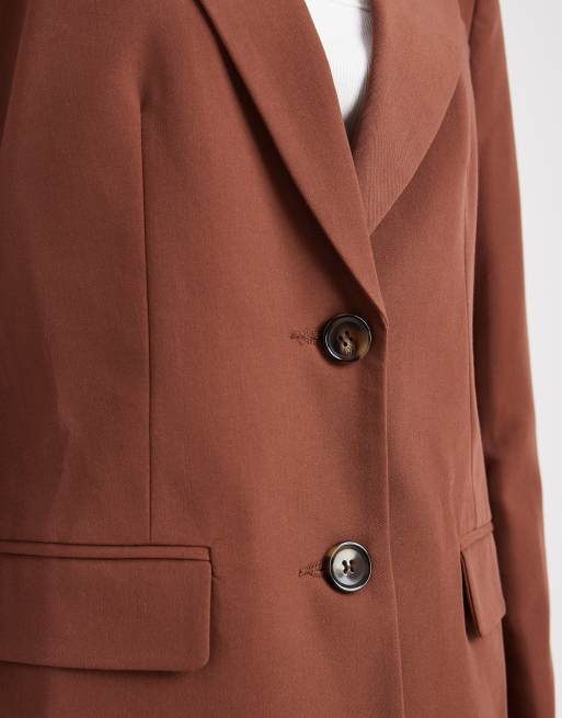 Miss Selfridge - Blazer oversize marrone, 4 di 4