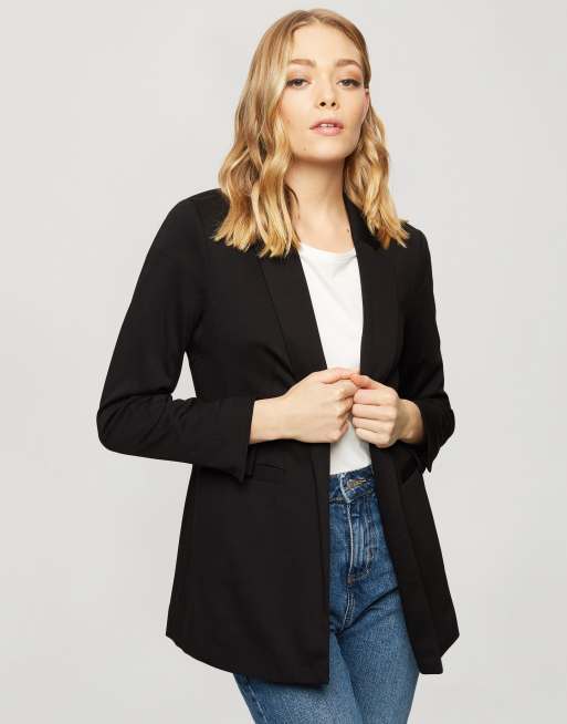 Miss Selfridge - Blazer ponte taglio lungo nero in coordinato