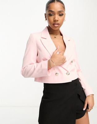 Miss Selfridge crop military blazer in pale pink  - ASOS Price Checker
