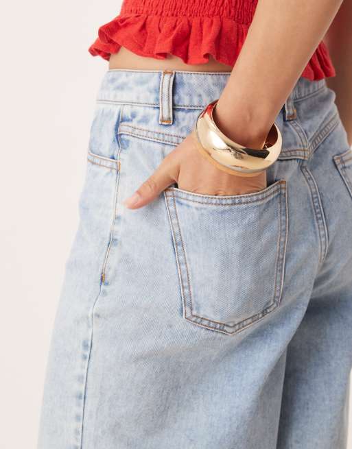 Miss Selfridge – Blekta, tvättade, långa jeansshorts, 4 av 5