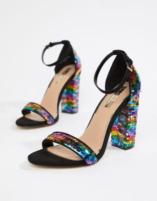 rainbow block heels