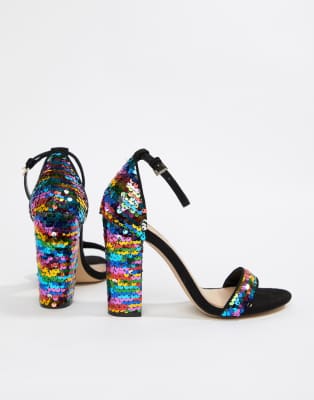 rainbow block heels