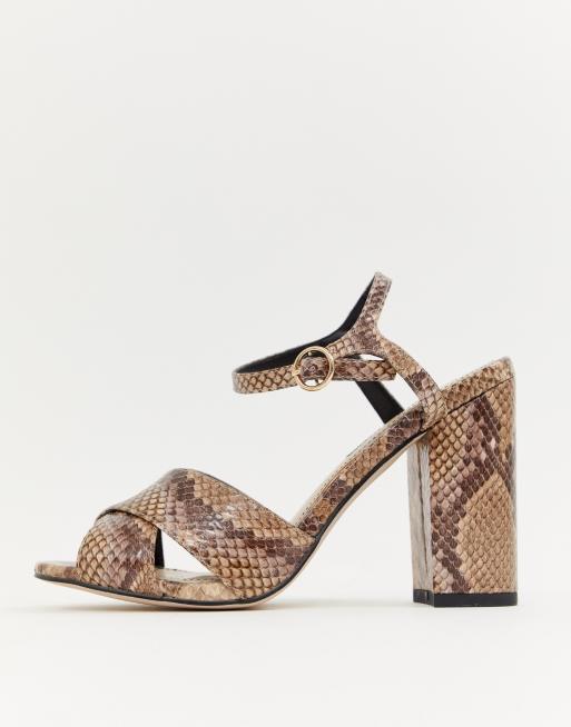 Snake print hot sale block heels