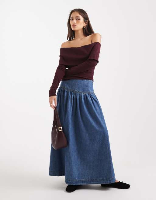 Miss Selfridge - Blommefarvet bardot-top med forskellige ribber, 2 af 4