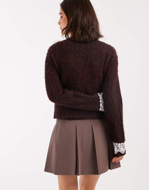 Miss Selfridge - Blommefarvet cardigan med blondedetaljer, 4 af 4