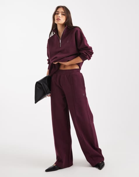 Miss Selfridge - Blommelilla joggingbukser med vide ben - view 1