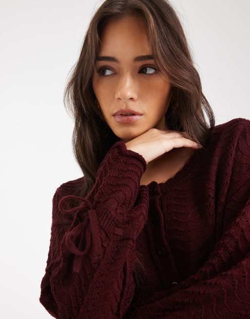 Miss Selfridge - Blommelilla peplum-cardigan med bindebånd, 3 af 4