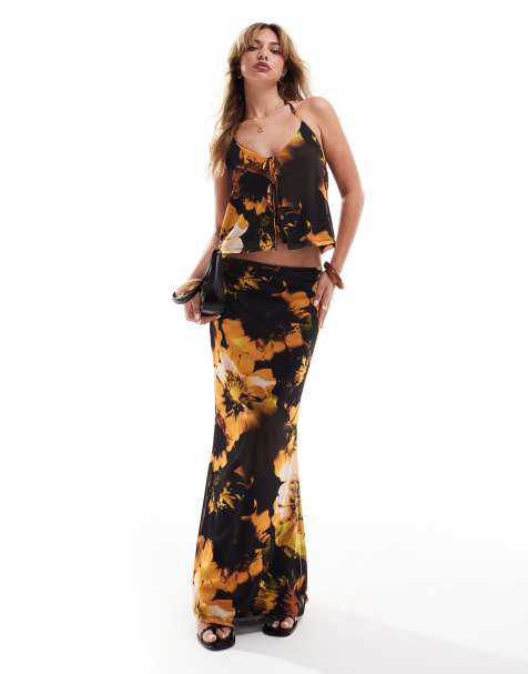 Miss Selfridge – Blommig maxikjol i mesh - view 1