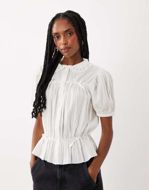 Miss Selfridge - Blouse met strikdetail in wit - view 1