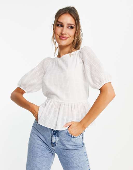 Miss Selfridge - Blouse texturée avec liens à nouer au dos - Ivoire, 3 de 4