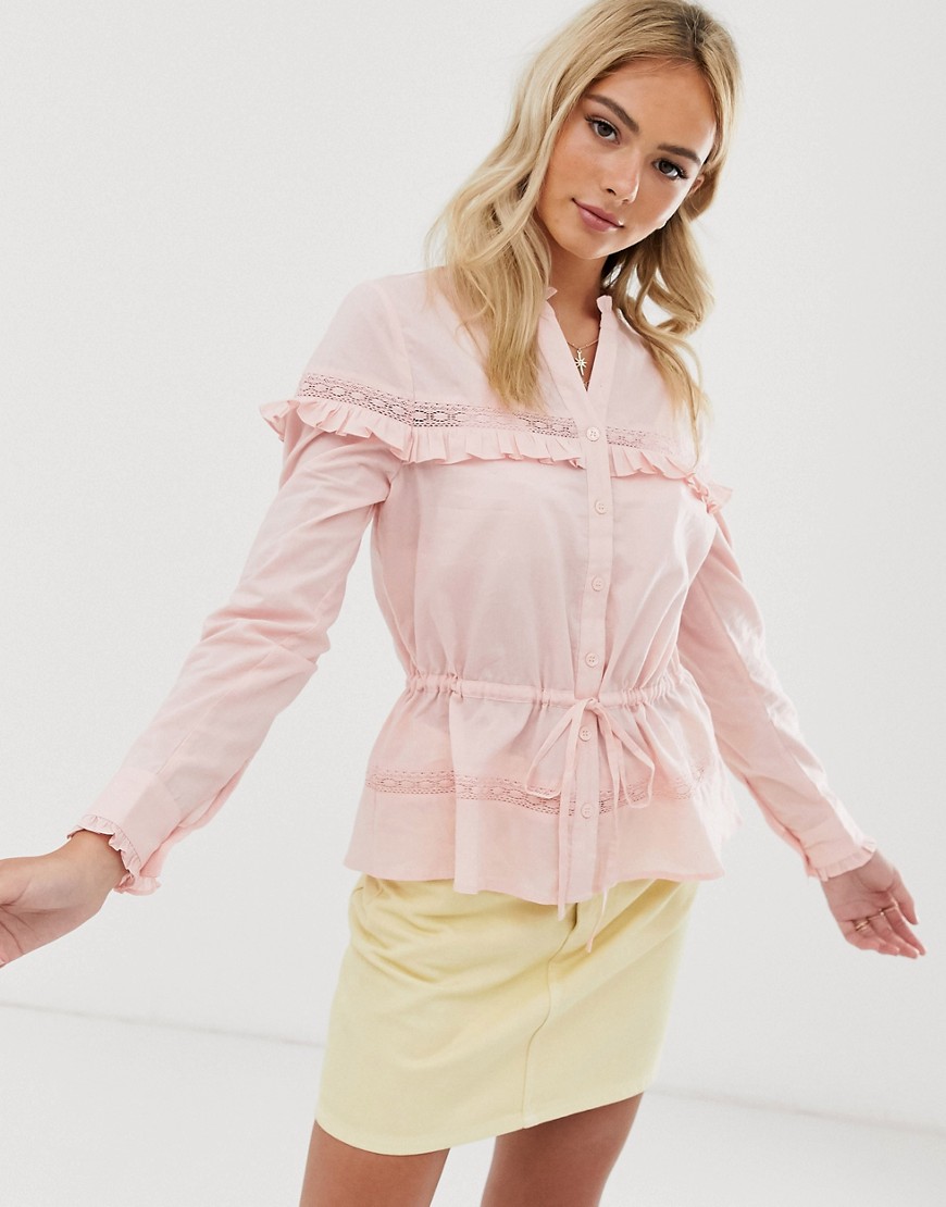 Miss Selfridge blouse with button through in pink